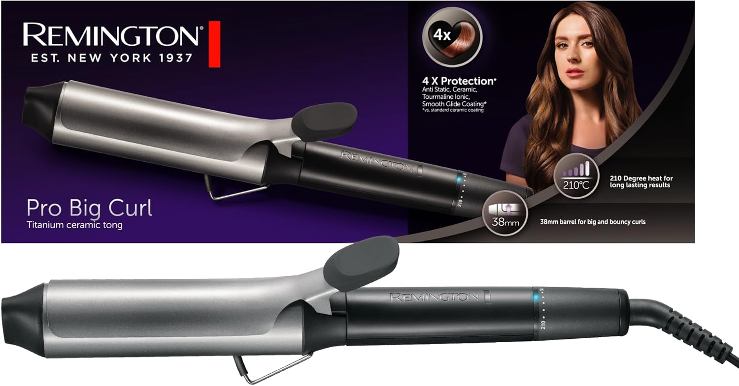 Detalle de Remington Boucleur à cheveux Pro Big Curl CI5538 – 38 mm, 8 réglages, 4x Protection