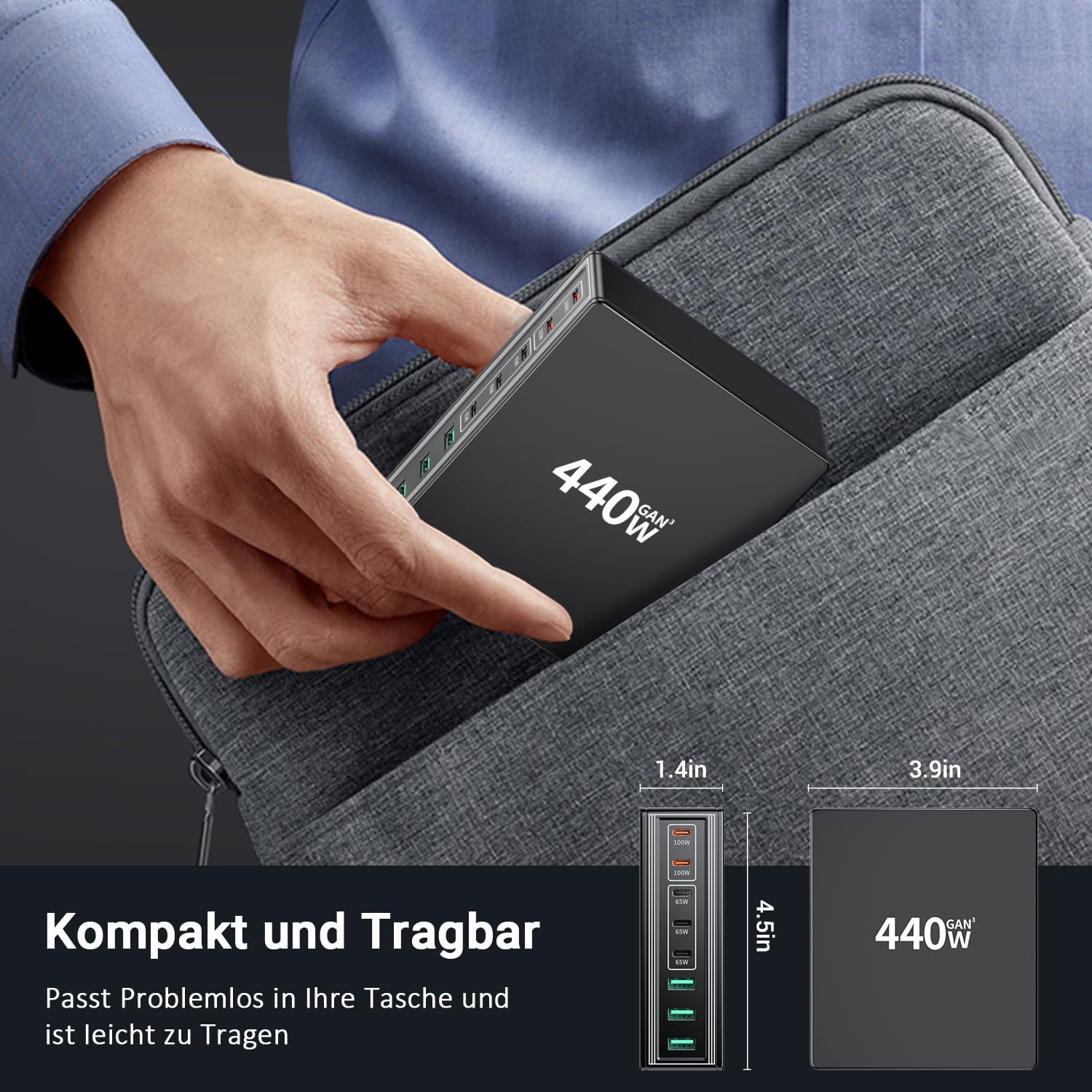 Thumbnail 6 de HSSNS USB-C Ladegerät Mehrfach 440W 8 Ports für MacBook