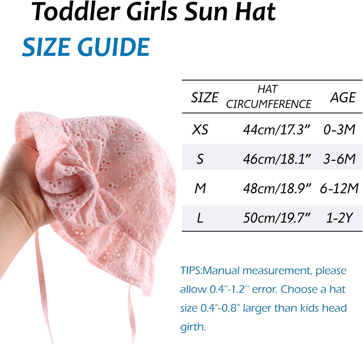 Thumbnail 6 de XIAOHAWANG Sommerhut für Baby-Mädchen mit UV-Schutz aus Baumwolle und Schleife