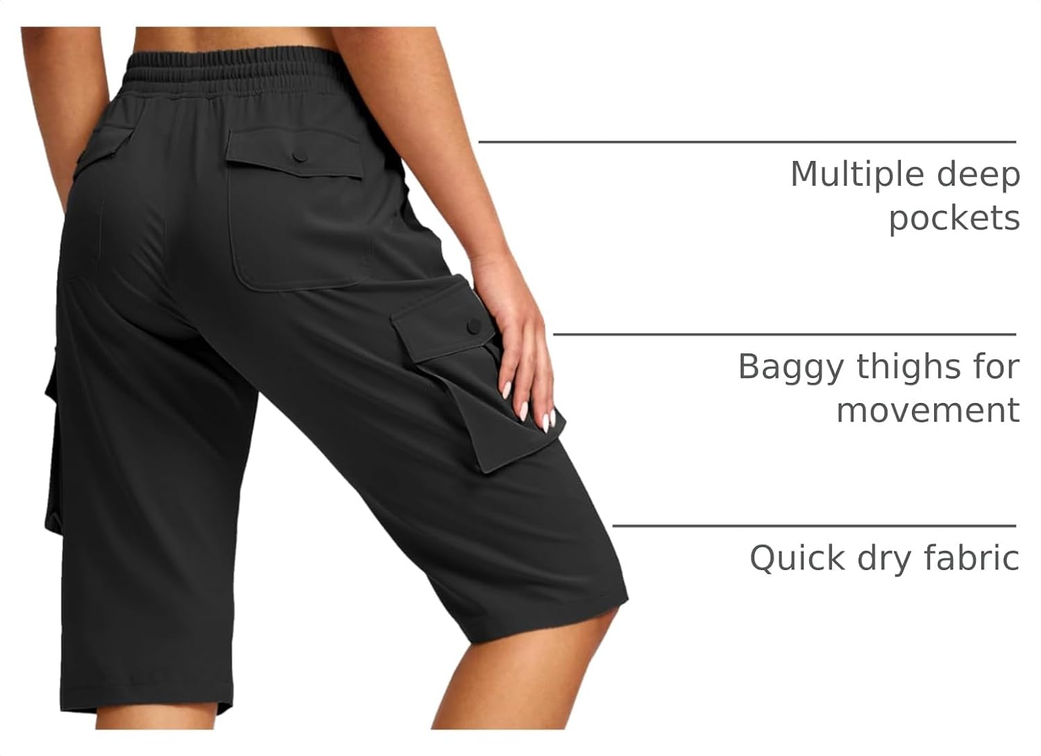 Thumbnail 3 de Viodia 15-Inch Long Cargo Bermuda Shorts for Women (Lightweight Hiking & Travel)