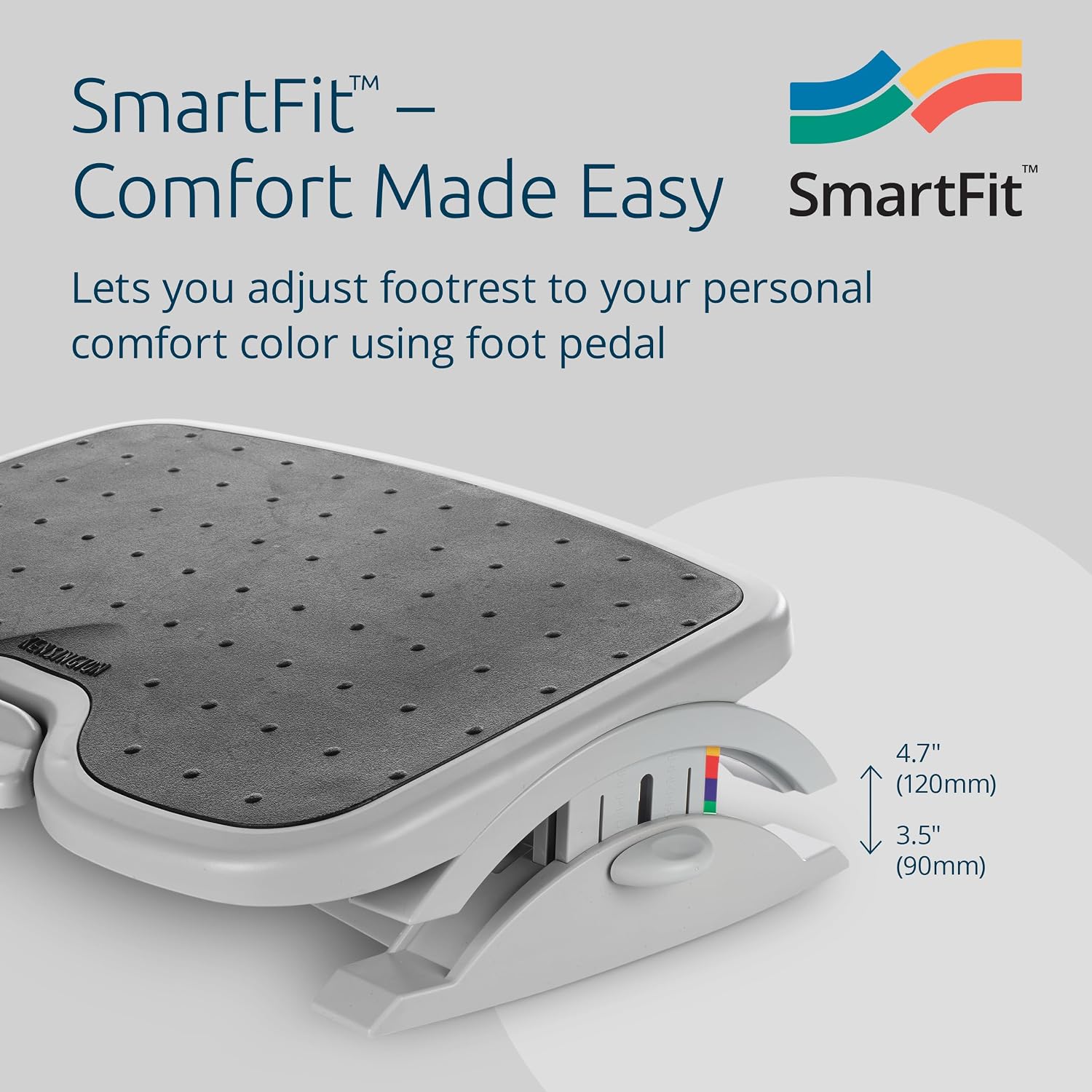 Detalle de Kensington SoleMate Plus (56146) repose-pieds ergonomique SmartFit à 6 niveaux, inclinaison réglable et base antidérapante, gris