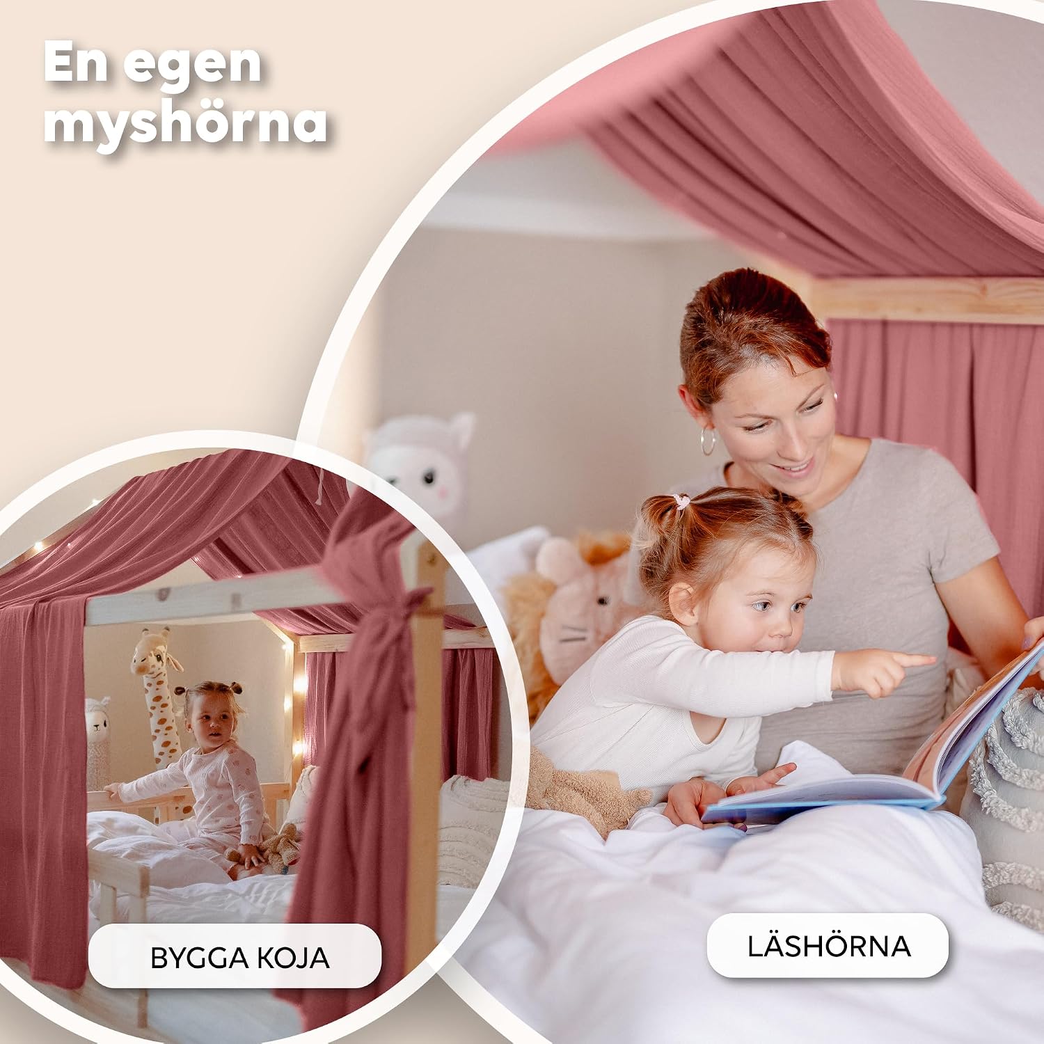Thumbnail 2 de lilimaus BH-HB-135x320-ALTROSA sänghimmel för hussäng i bomullsmuslin