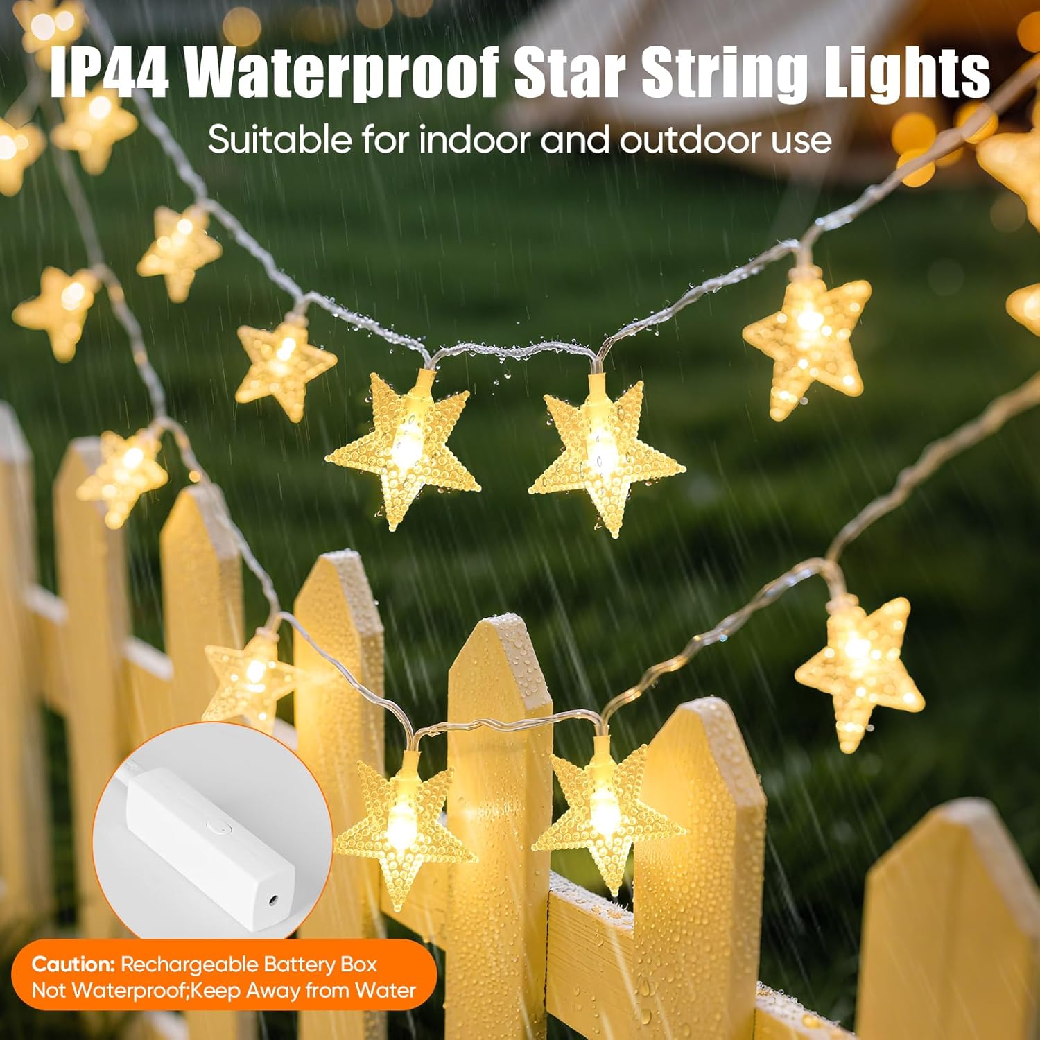 Thumbnail 5 de Star Moon Ramadan Rechargeable 100LED Star Fairy Lights – 10m Indoor String with 8 Modes and Timer