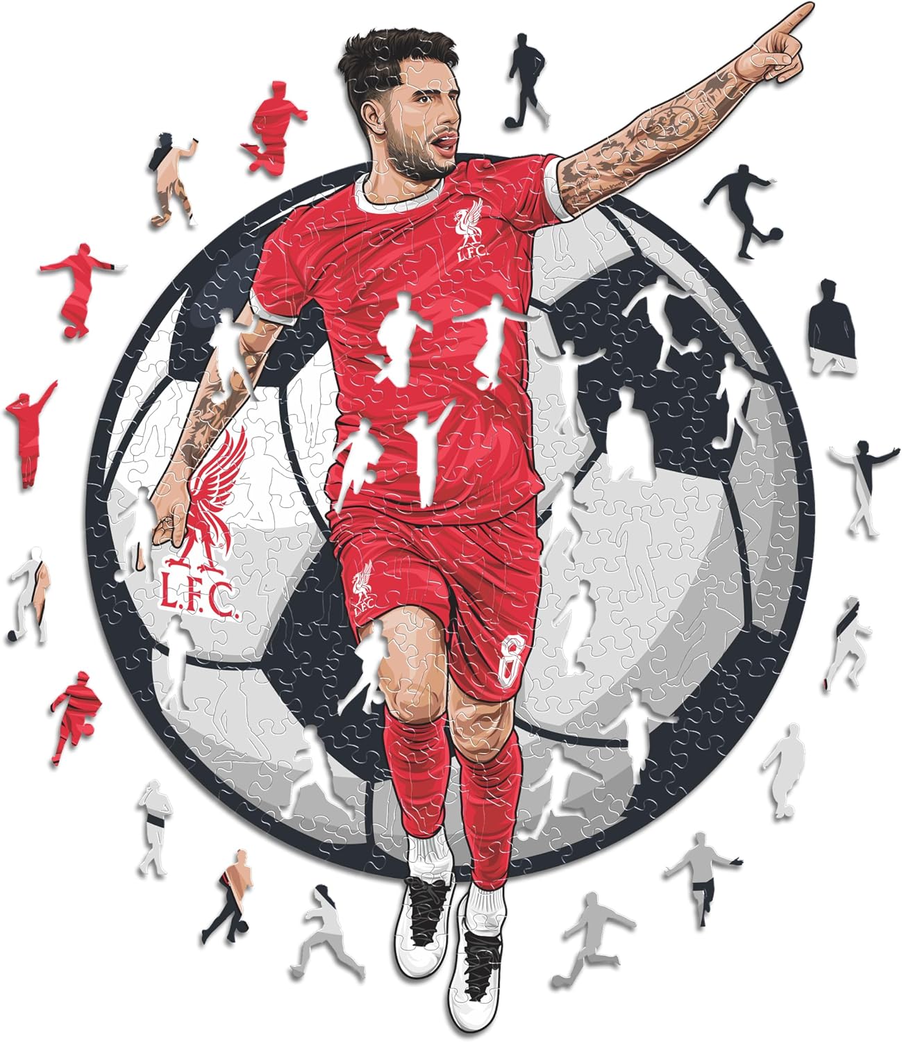 Detalle de Iconic Puzzles Liverpool x Dominik Szoboszlai – puzzle en bois 270 pièces, taille M (licence officielle)