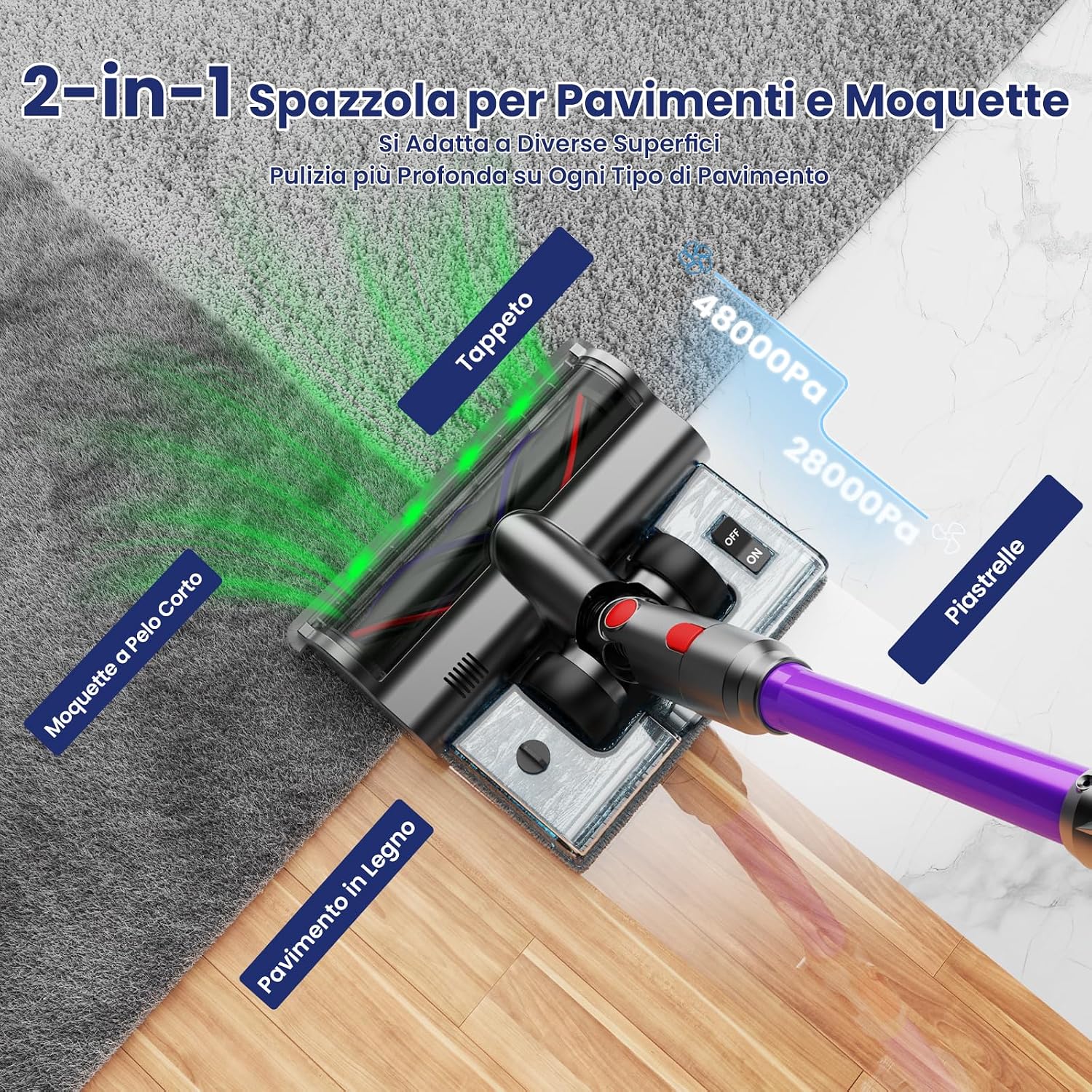Thumbnail 6 de A12 Aspirapolvere Senza Fili 50KPa: pulizia profonda, design pieghevole e serbatoio acqua rimovibile