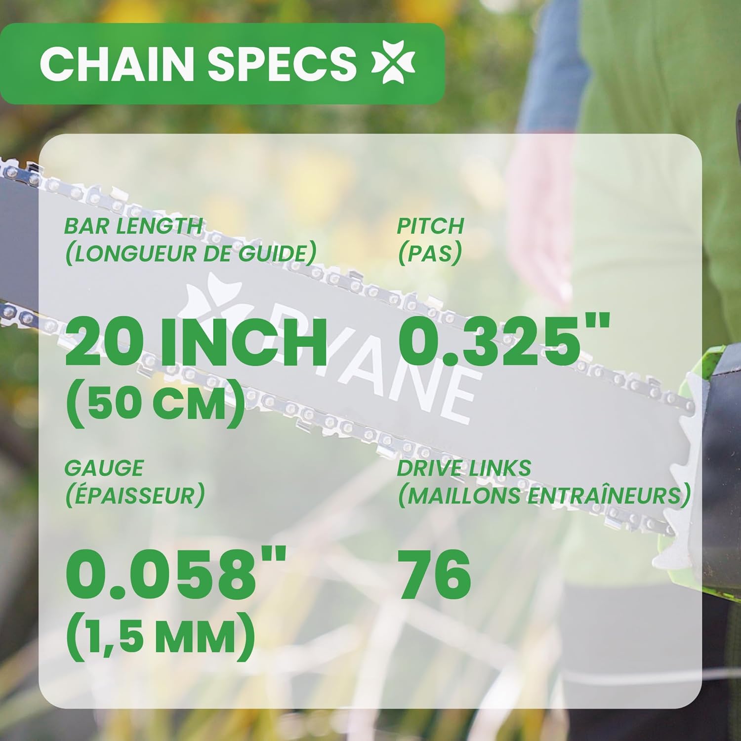Detalle 2 de Byane 3 Pack Chainsaw Chain 20" 76 links ⛏