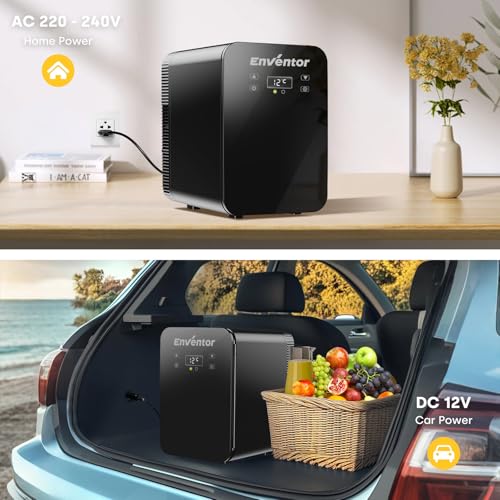 Detalle de Enventor Mini Frigo 10L, Double Système de Refroidissement, Noir