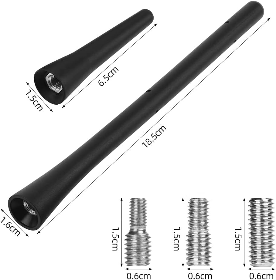 Detalle 2 de URAQT Antenne de Voiture FM – Ensemble 2 pièces 6,5 cm / 18,5 cm avec vis M4/M5/M6, universelle et efficace