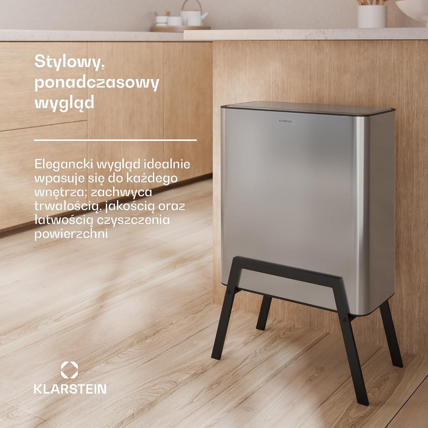 Detalle 2 de Klarstein Yuma 30L Stainless Steel Kitchen Bin with Odour Filter