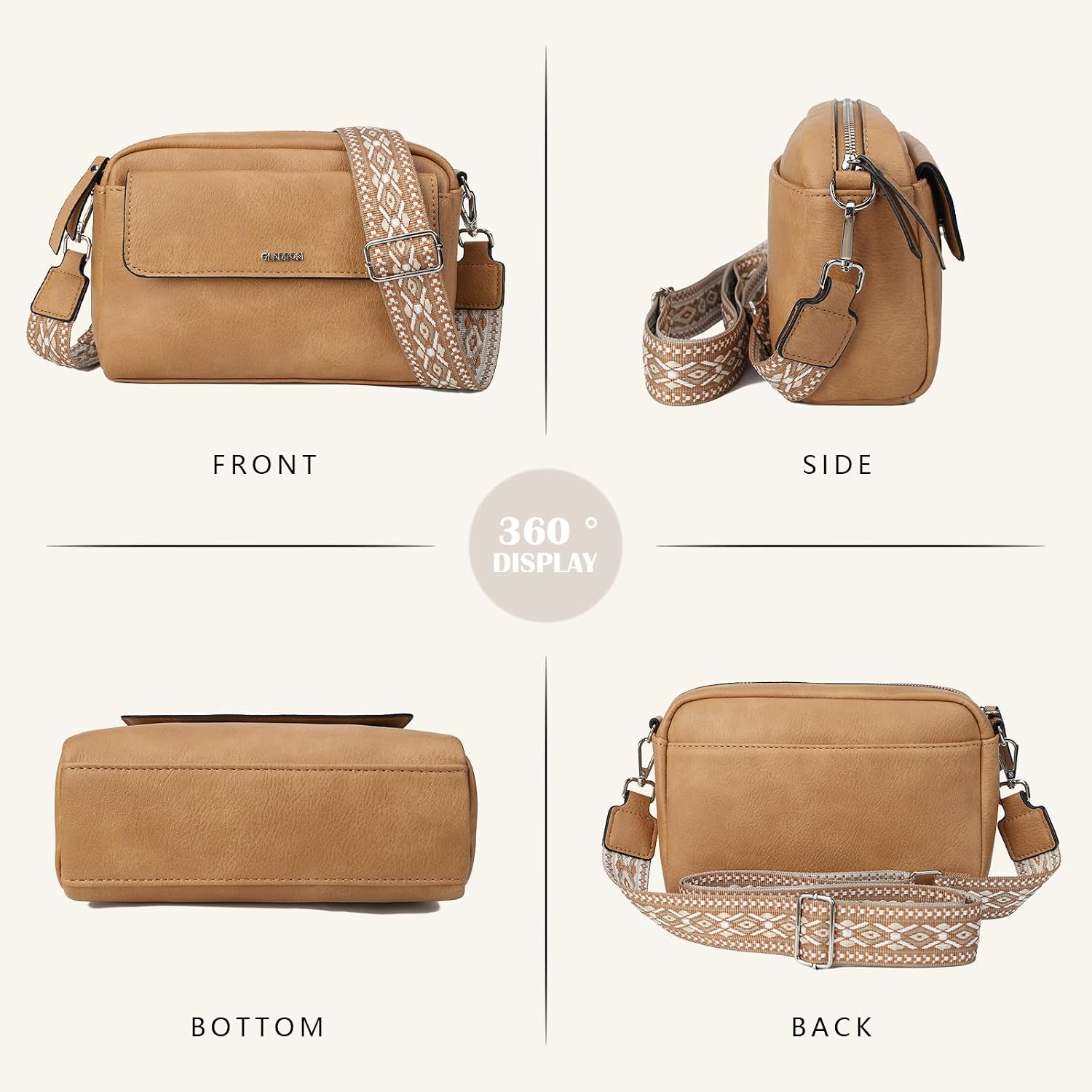 Thumbnail 4 de Gladdon sac bandoulière femme en cuir PU léger imperméable avec bandoulière amovible