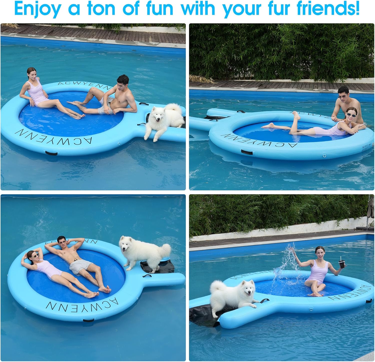Detalle de ACWYENN 6/8/10/12FT Inflatable Water Hammock: Large Round Floating Ring for Lake, Pool, or Beach