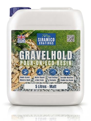 Detalle de GRAVELHOLD Pour On ECO Resin™ Glue by Siramico Coatings (5L): Water-based Binder for Gravel, Mulch and Garden Borders