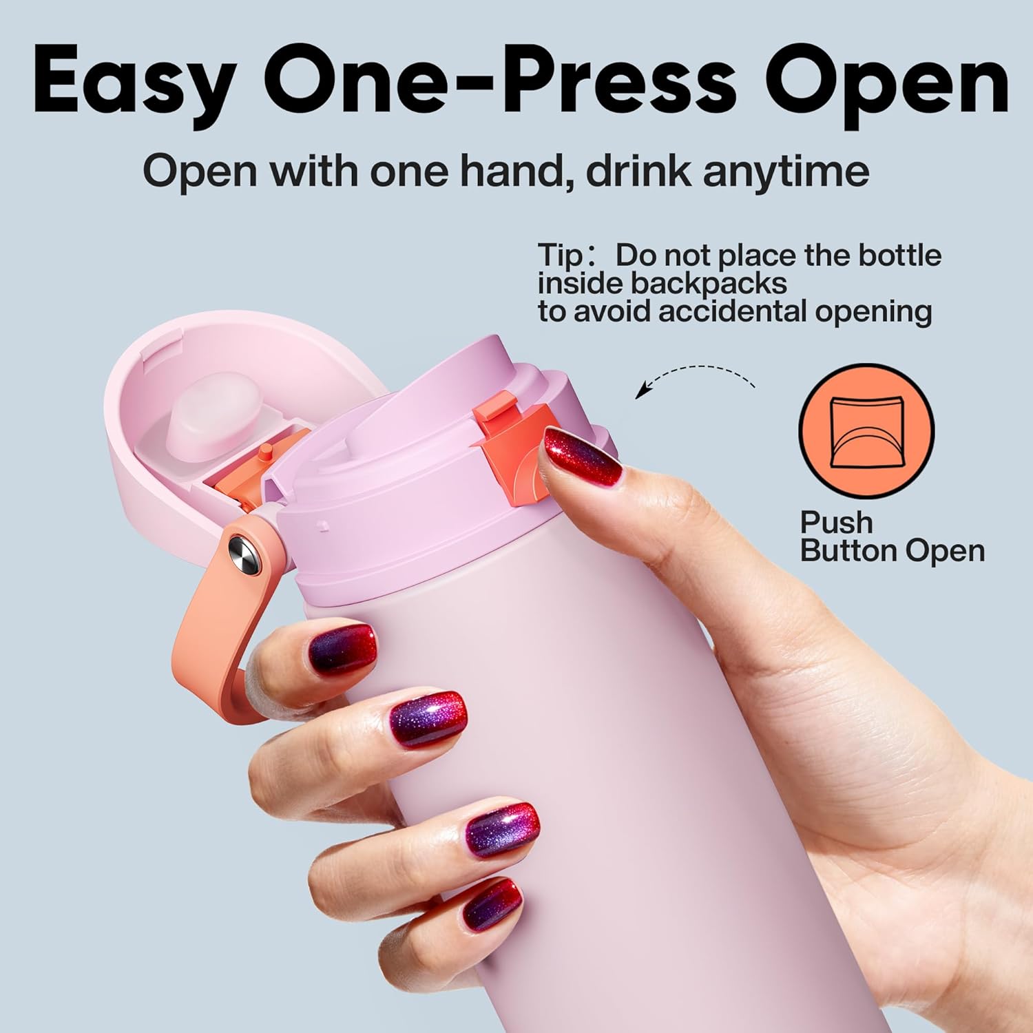 Thumbnail 4 de Encool Insulated Water Bottle with Straw - 24 oz Stainless Steel (Lily-Red)