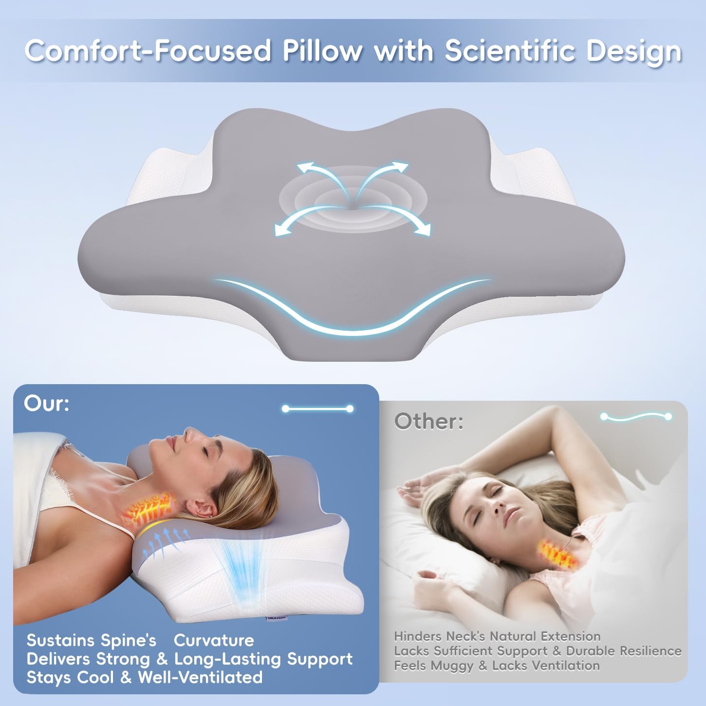 Thumbnail 1 de Missleep Cervical Neck Pillow: 2-Height Memory Foam Ergonomic Support