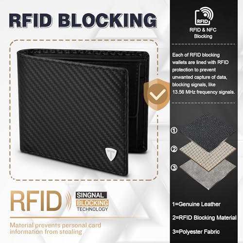 Detalle 2 de TEEHON Cartera Billetera de Piel con Bloqueo RFID y 7 Ranuras para Tarjetas (Negro)