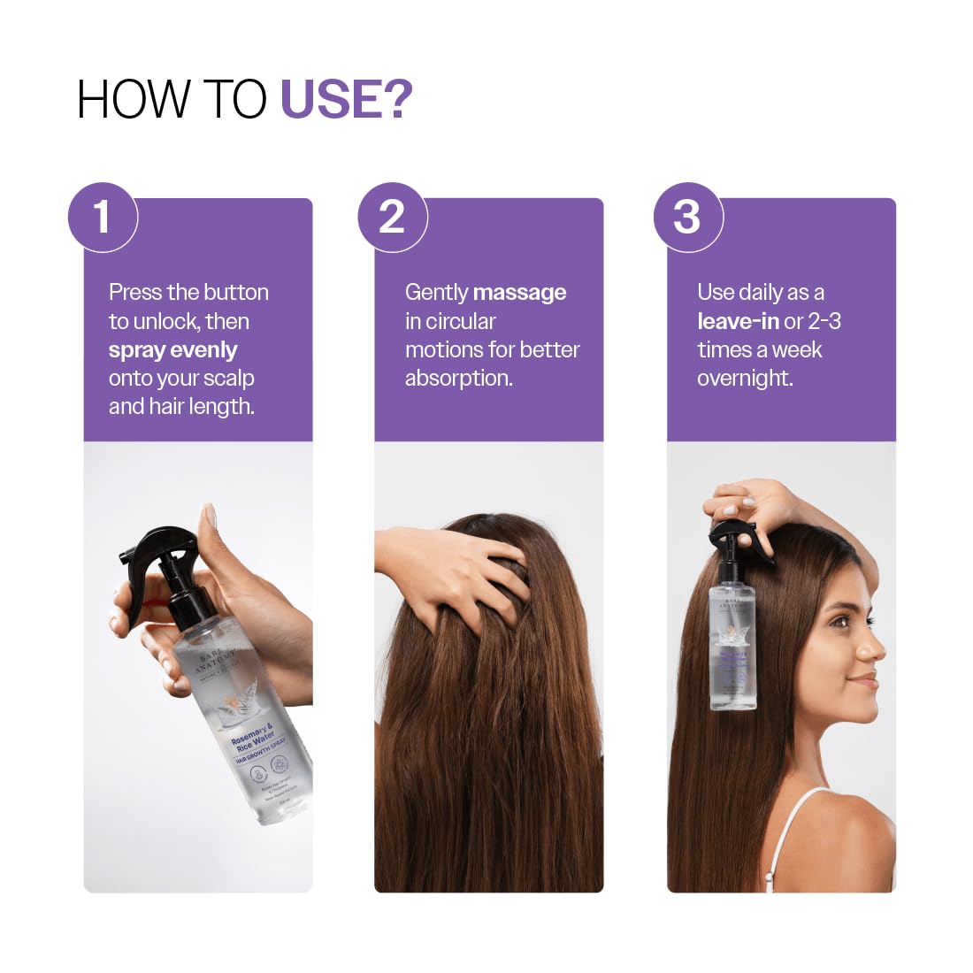 Detalle de Bare Anatomy Rosemary Water Spray for Hair Growth & Thickness | Rice Water 200ml