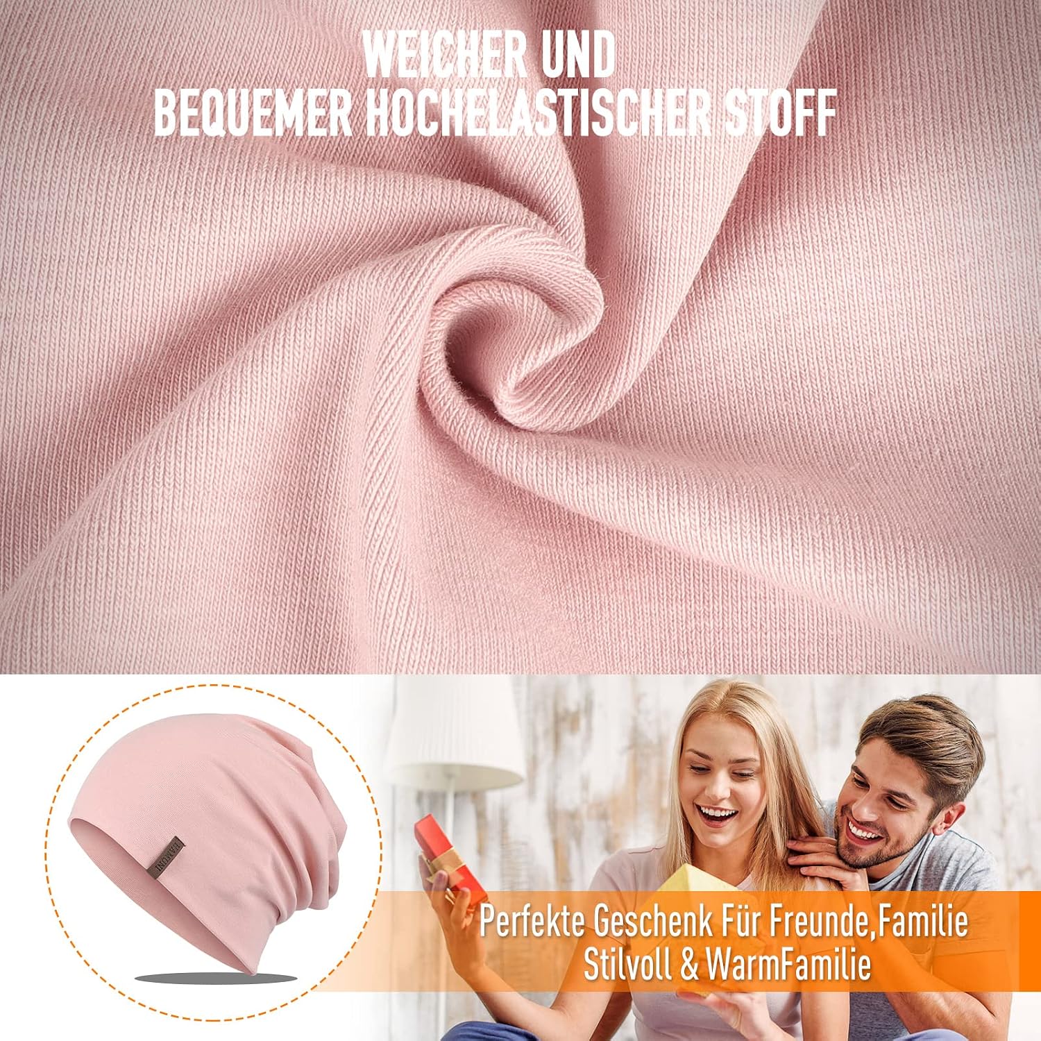 Detalle 2 de Slouch Beanie Mütze aus Baumwolle 29 cm