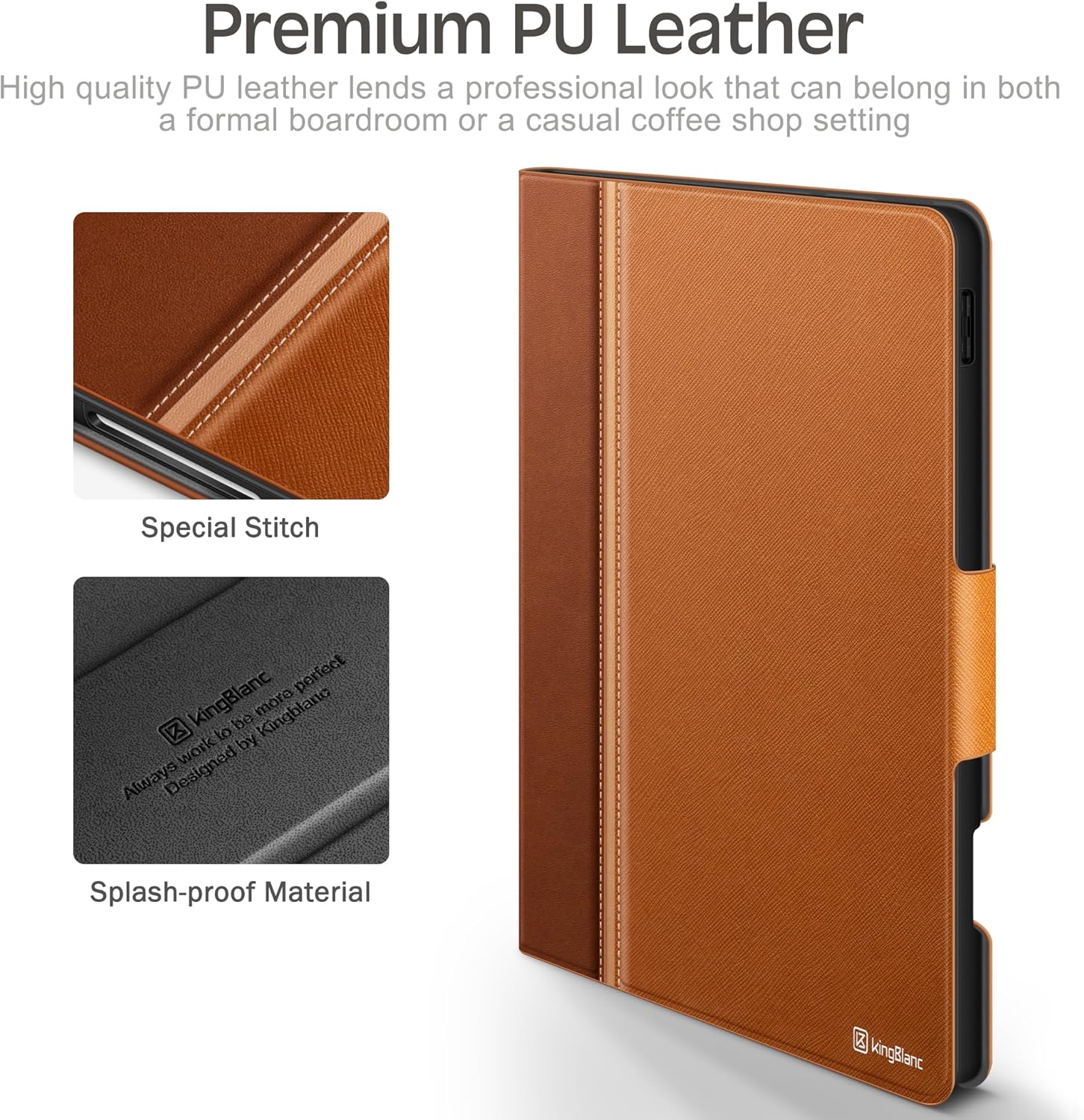 Thumbnail 6 de KingBlanc for iPad Air 13-inch Case (M4 2026/M3 2025/M2 2024) with Built-in Pencil Holder, Auto Sleep/Wake, Brown