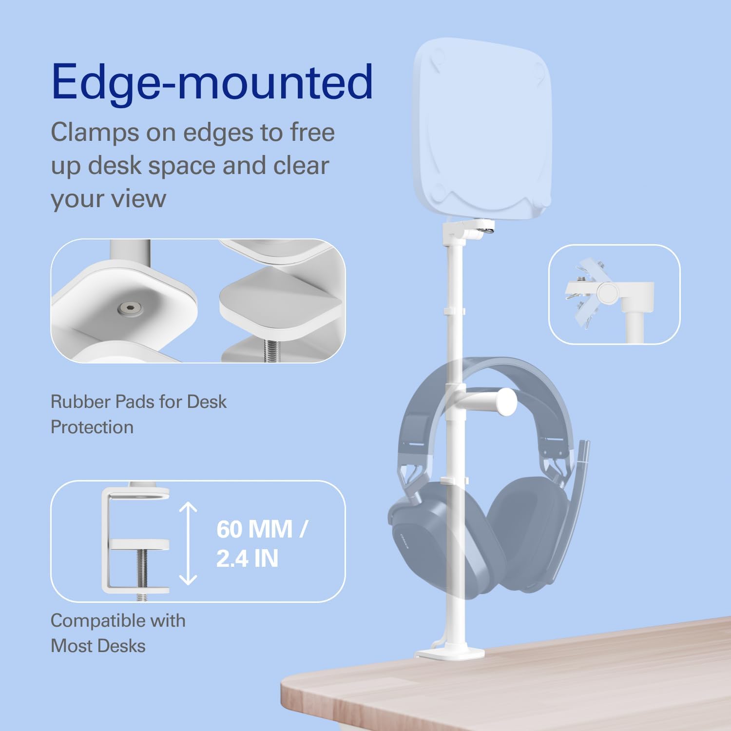 Detalle de Elgato Clamp pour Key Light Neo – Support de bureau sur bord, réglable et pratique