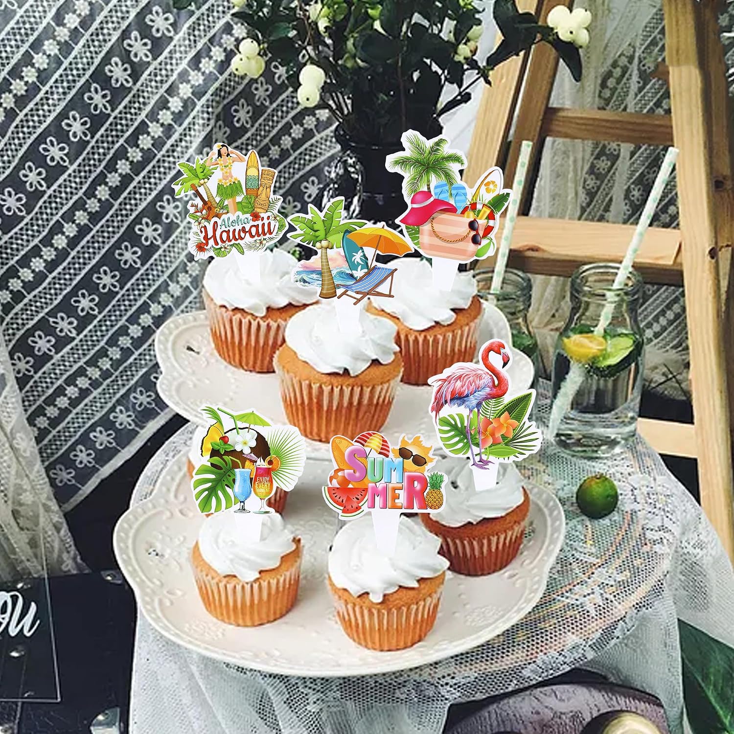 Thumbnail 6 de Ercadio Hawaii Cupcake Toppers, 30-Piece Set
