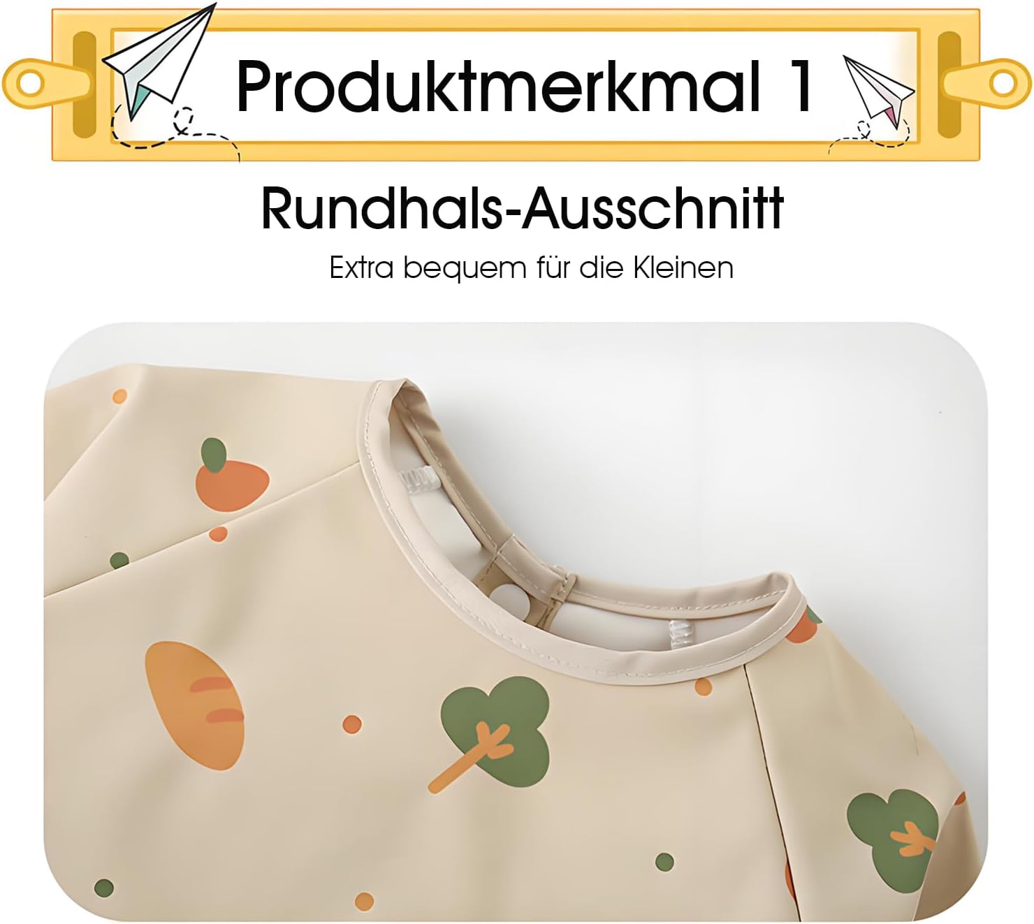 Detalle de MOJINL Baby Lätzchen mit Ärmeln – Weich, wasserdicht & waschbar, 2er-Set