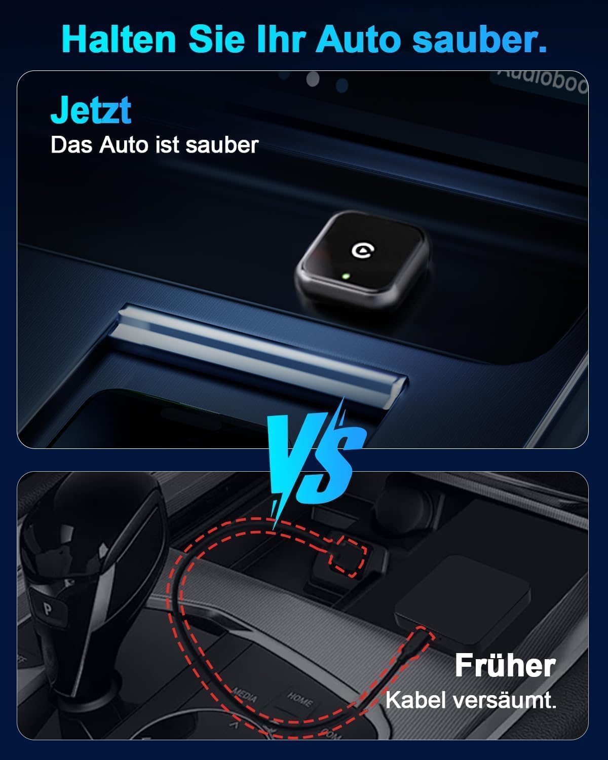 Thumbnail 3 de 2026 Verbesserter 2-in-1 Wireless CarPlay Adapter (CarPlay/Android Auto) mit Bluetooth 5.3 & Wi‑Fi 6 – Plug & Play