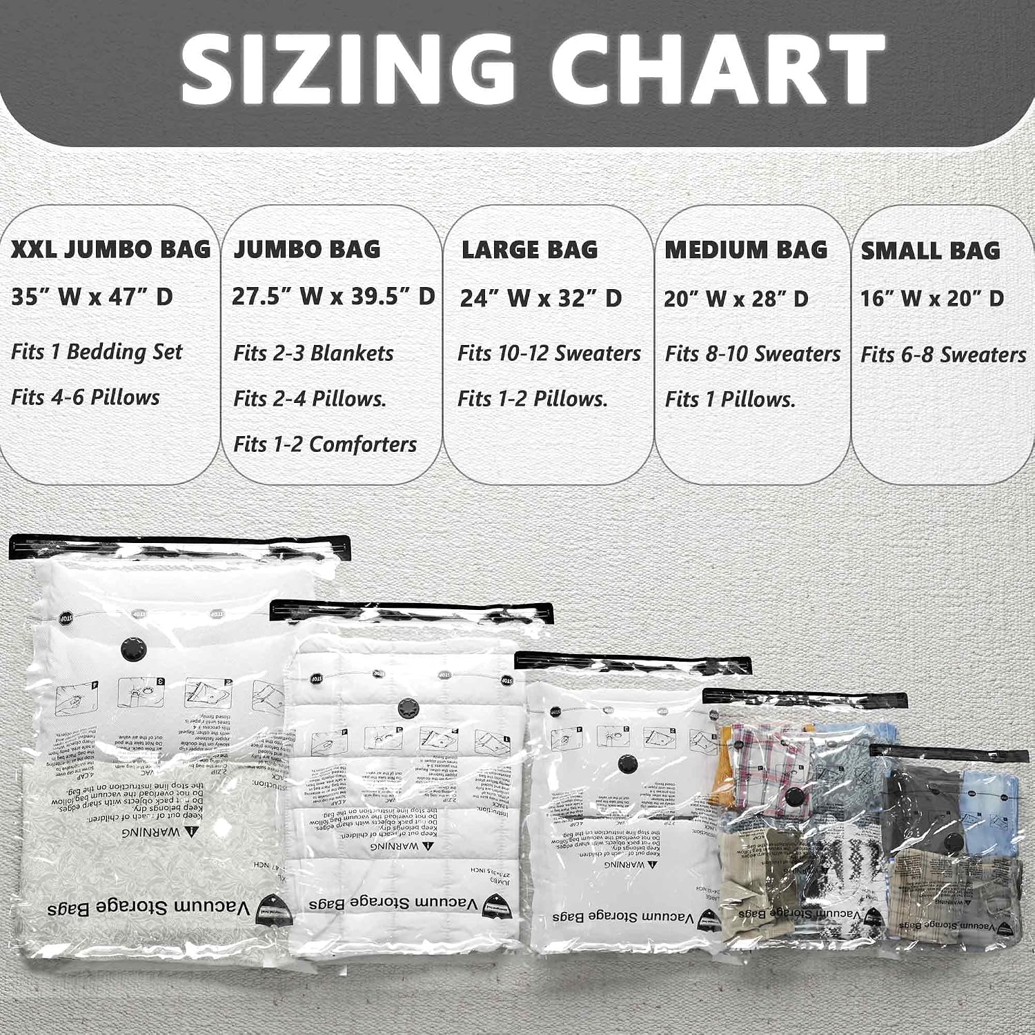Detalle 2 de Vacuum Storage Bags 9-Pack with Travel Pump