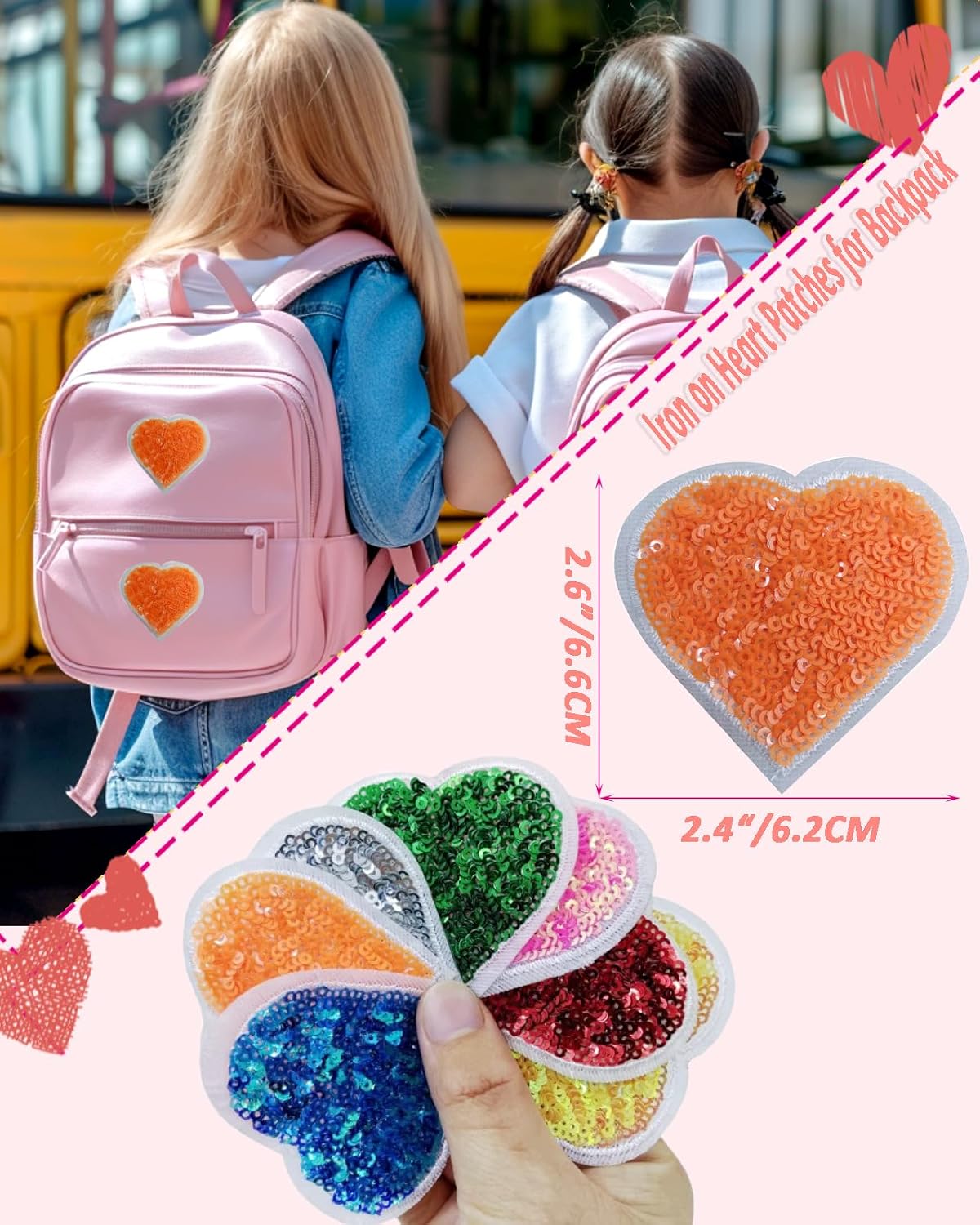 Detalle de Sequin Heart Patches 12-Pack