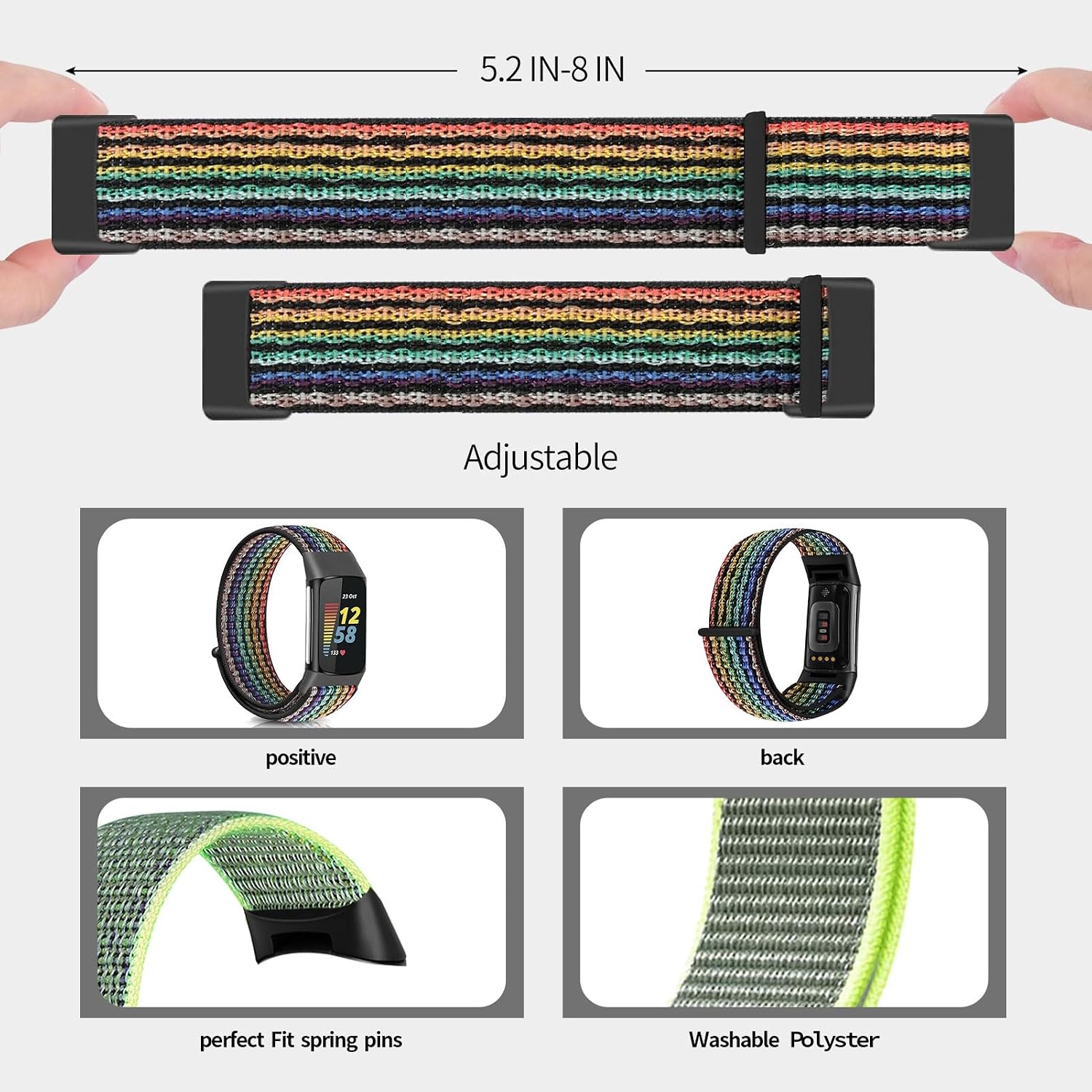 Detalle 2 de Ecogbd Nylon Replacement Strap for Fitbit Charge 5