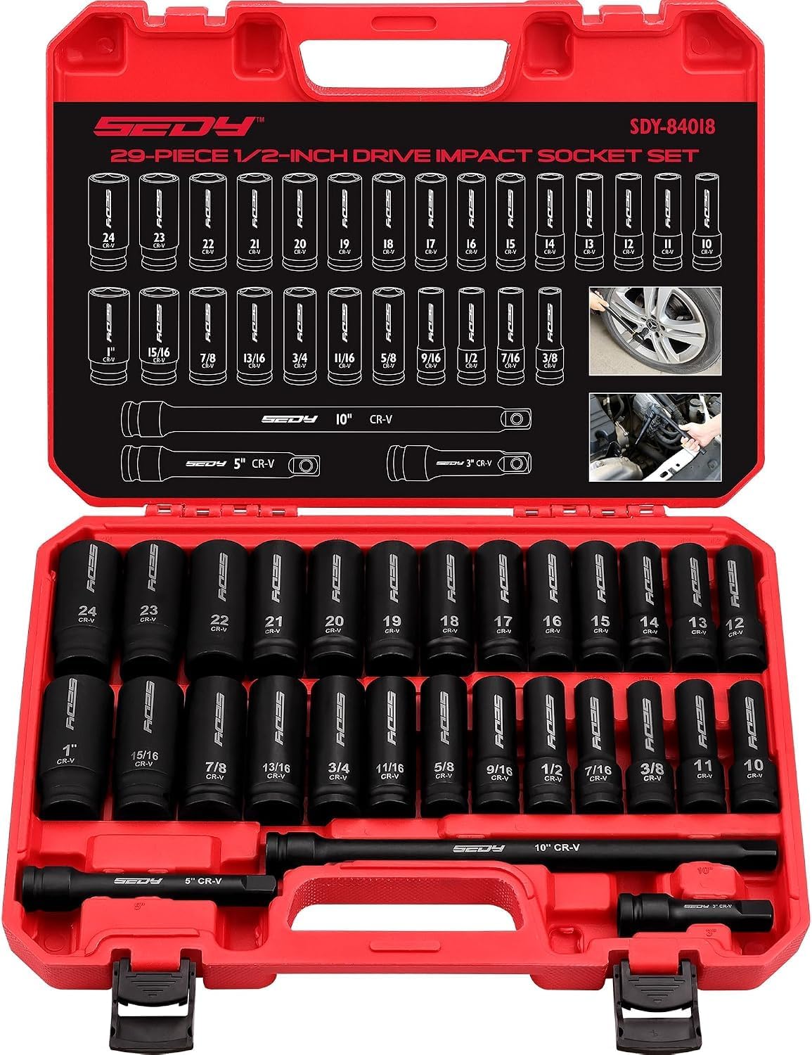 Detalle de SEDY 29-Piece Impact Socket Set 1/2"