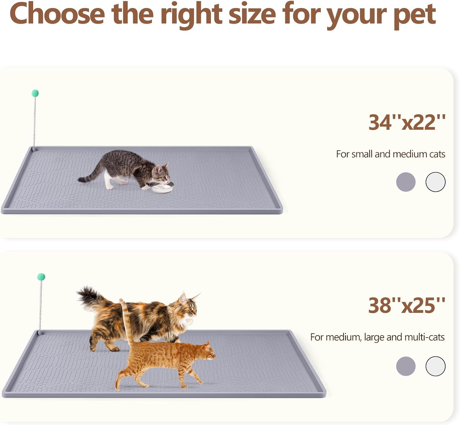 Thumbnail 6 de Bartuke große Katzenstreu-Matte mit Spielzeug-Ball (Silikon) 34’’ x 22’’ – Hellgrau