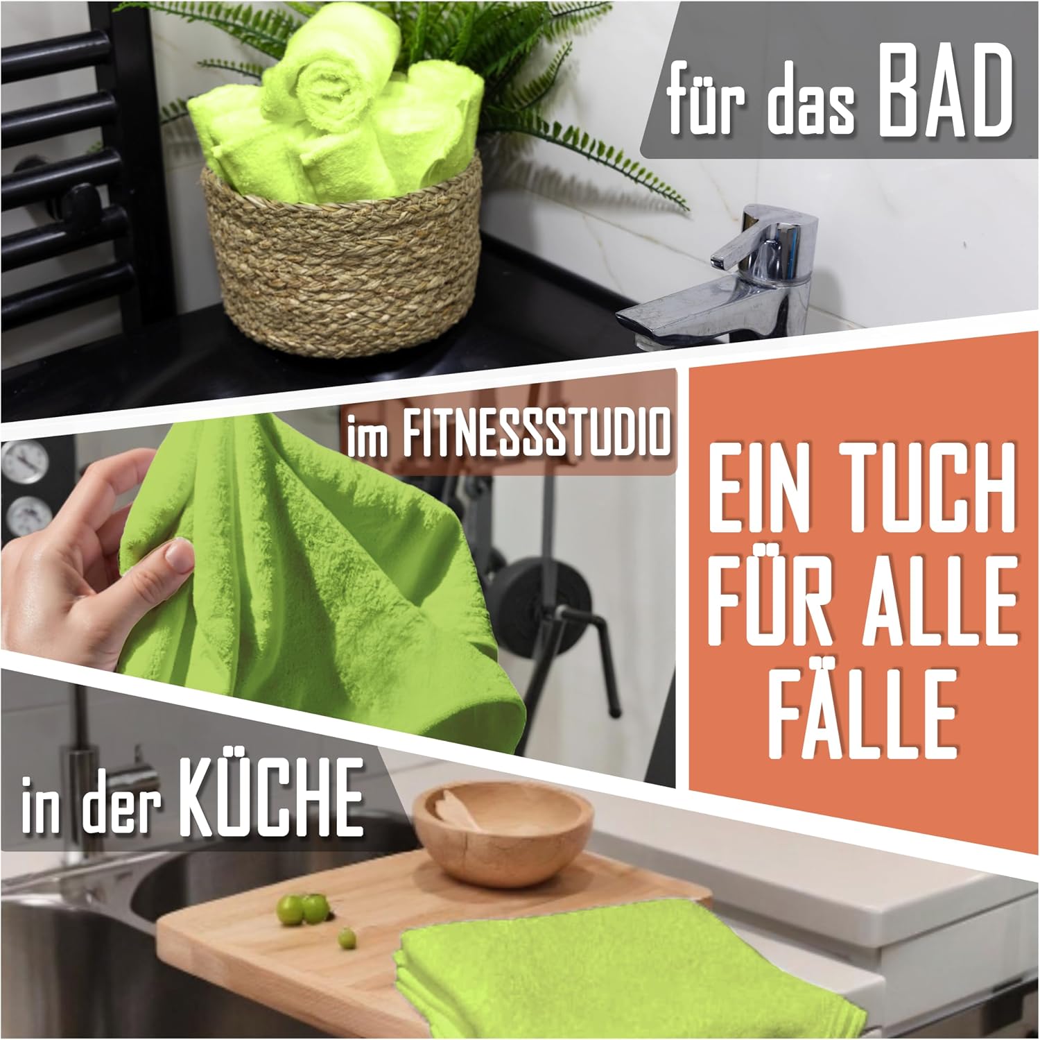 Thumbnail 6 de NatureMark NM-TWL-500-AG-33 washandjes, 10 stuks, 100% katoen, appelgroen