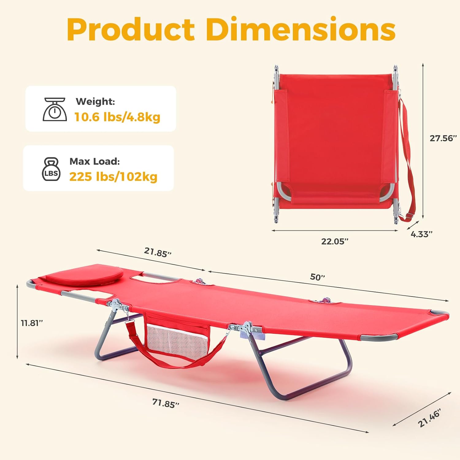 Detalle de NEWBULIG Beach Lounge Chair, 5-Position