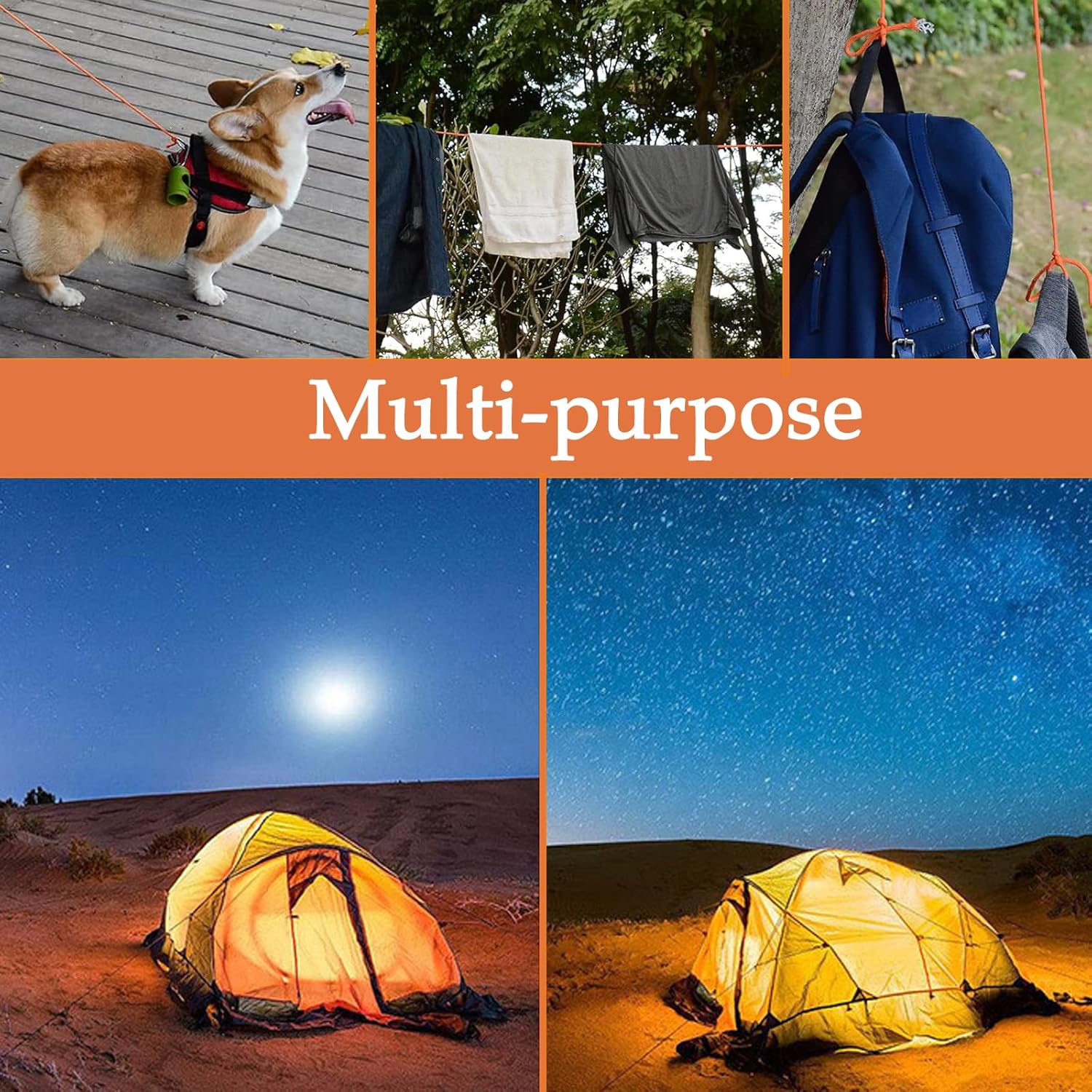 Thumbnail 4 de Abspannseile mit Seilspanner (4 Stück) verstellbar, reflektierend, Ø 4 mm, 2 m – Orange