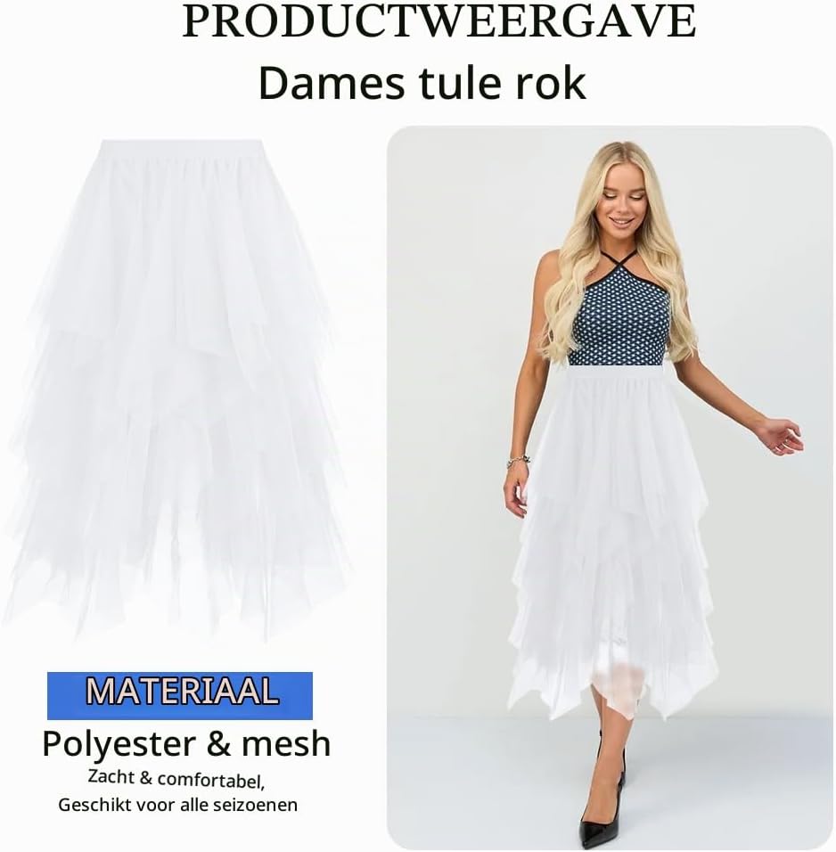 Detalle de AUYAO 4553886 tule rok met elastische tailleband en gelaagde A-lijn