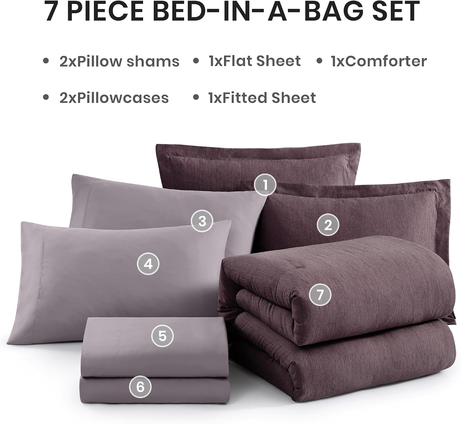 Thumbnail 6 de Monbix Super King Plus Comforter Set, 7-Piece Italian Plum Bedding