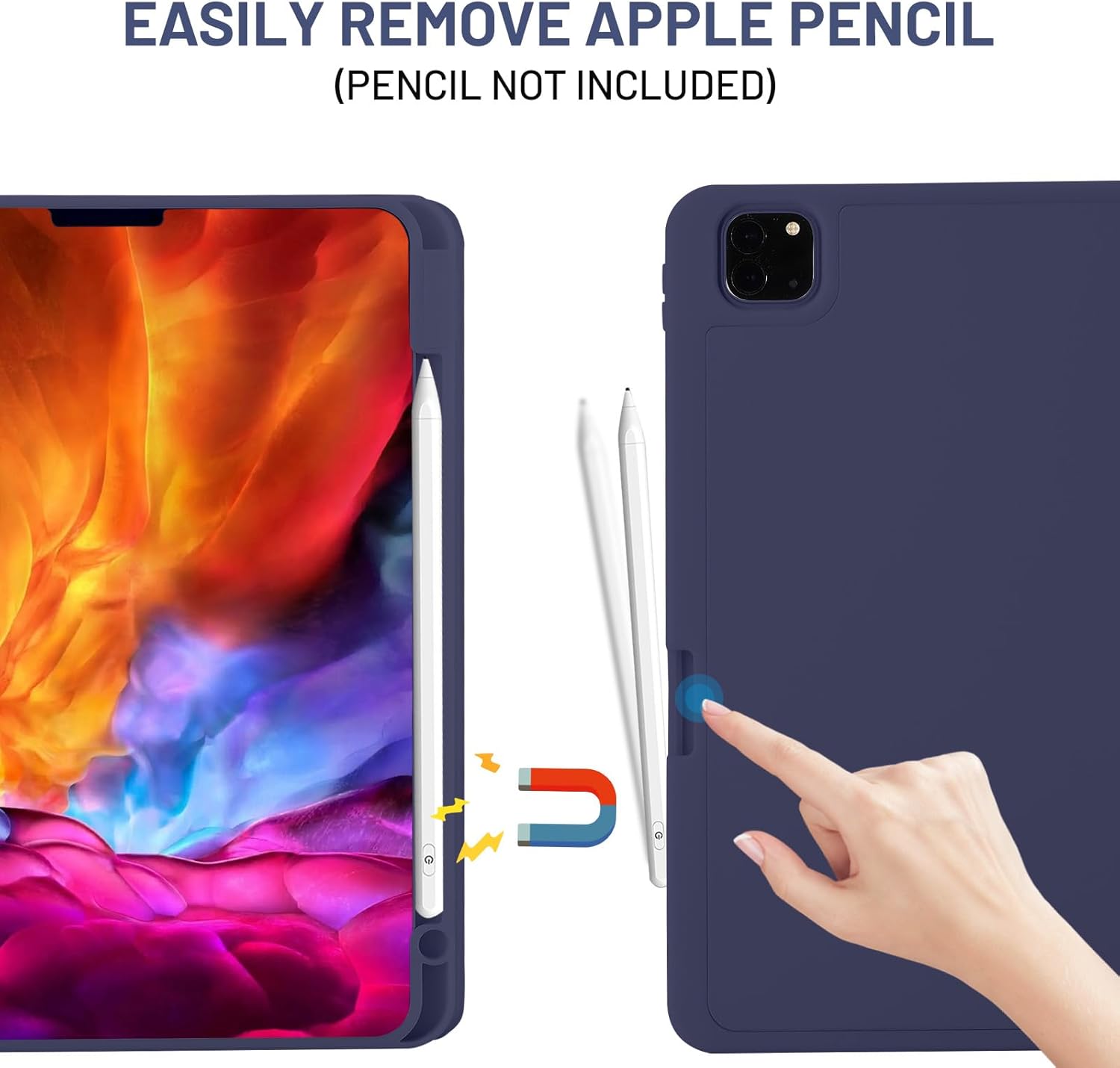 Thumbnail 1 de Palkitsee Hülle für iPad Pro 11 Zoll (1.–4. Gen, 2022/2021/2020/2018) mit Stifthalter, Schlaf/Wake & Dunkelblau