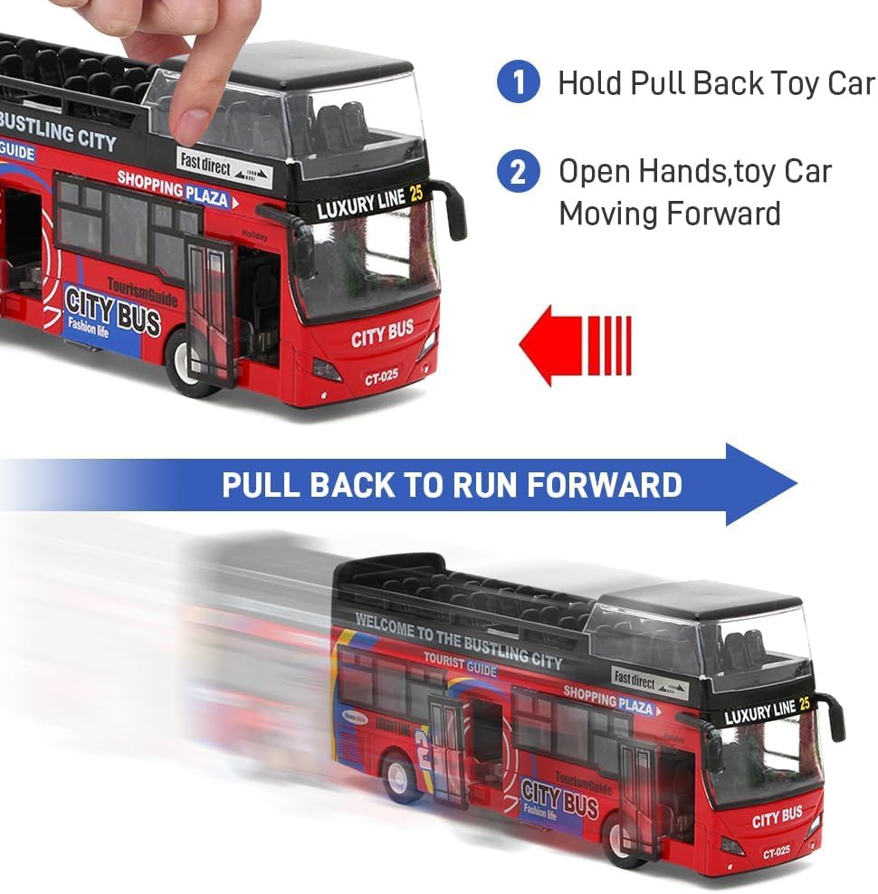 Thumbnail 5 de MIFKLMV London Double Decker Bus Toy 1:32 Scale Die Cast Model