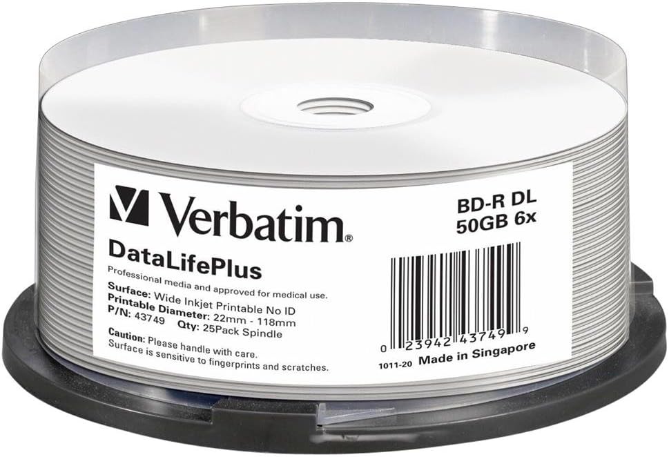 Detalle 2 de Verbatim 43738 płyty BD-R 25 GB, 6x, do nadruku, 25-pak na wrzecionie