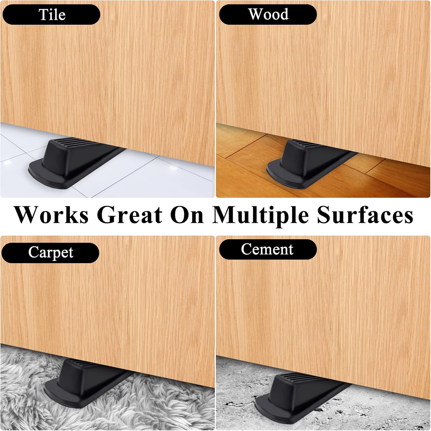 Thumbnail 4 de Utron YH001 4-Pack Rubber Door Stops, Black Stackable Wedges