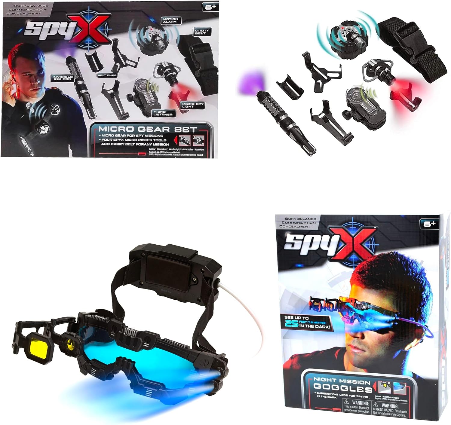 Detalle de SpyX Micro Gear Set + Night Mission Goggles with Adjustable Belt and LED Beams