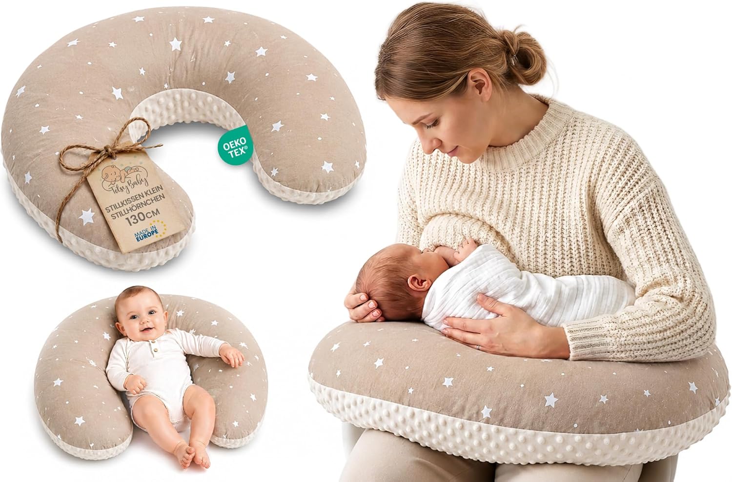 Thumbnail 6 de Totsy Baby Stillkissen klein Mond Bouclé 130 cm – ergonomisch geformtes Stillkissen mit OEKO-TEX