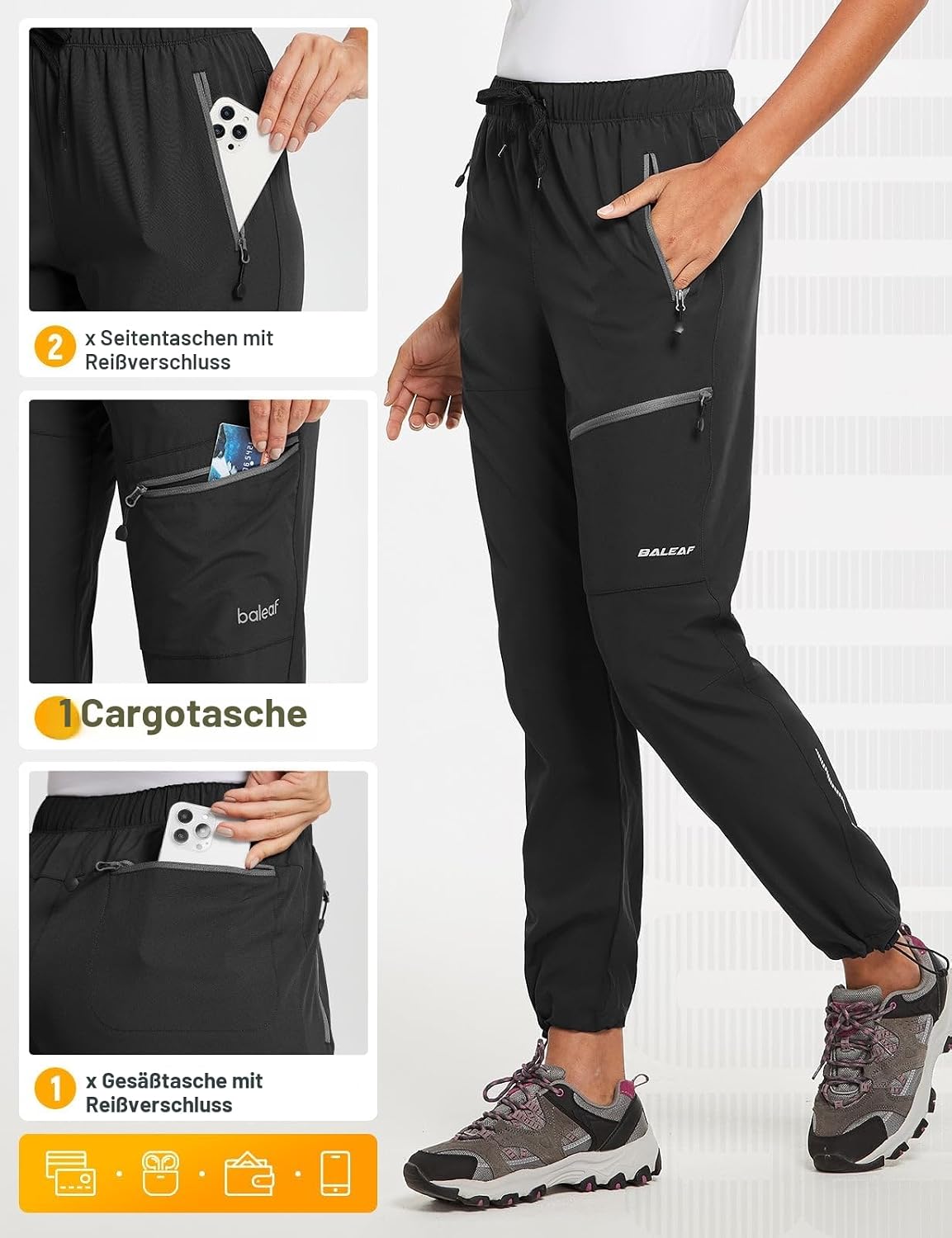 Thumbnail 5 de baleaf Damen Outdoorhose Wanderhose wasserdicht, schnelltrocknend, UV-Schutz UPF 50+