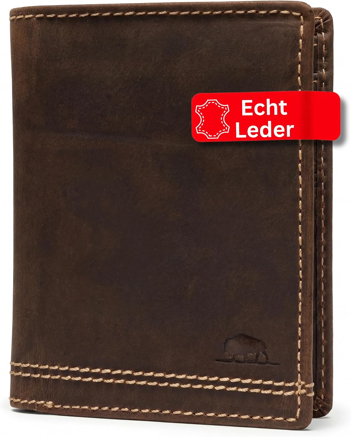 Detalle de Cocoono Leder Geldbörse Herren mit RFID-Schutz – Echtleder, braun, 11 Kartenfächer, Münzfach, kompakt (12,5 × 10 × 1,5 cm)