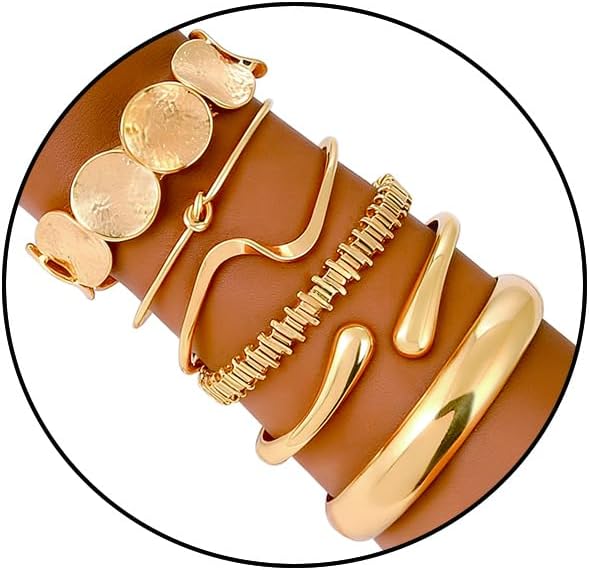 Detalle de ILGANT Gold Bangle Bracelet Set 6-Piece