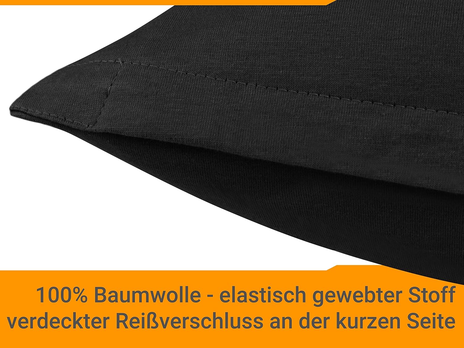 Thumbnail 3 de npluseins Lot de 2 Housse de Coussin pour traversin 40×40 cm en coton Jersey Noir certifié Oeko-Tex