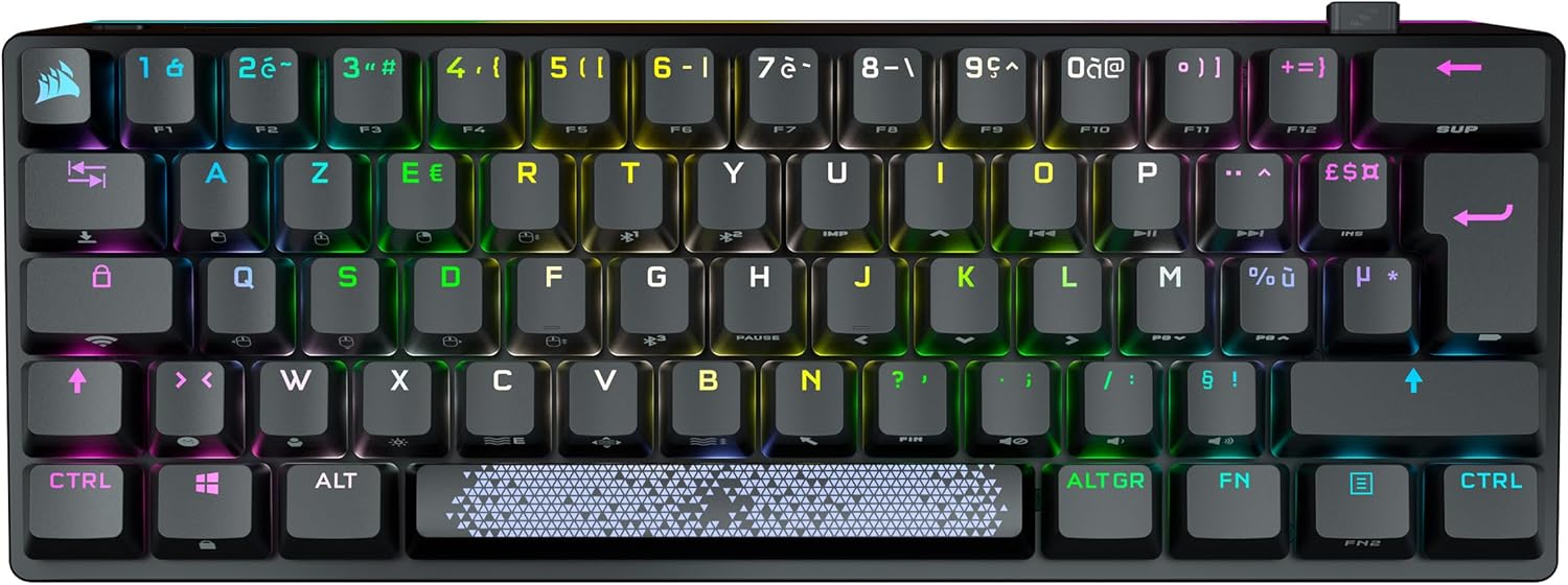 Detalle de Corsair K70 Pro Mini Wireless RGB 60%: Clavier de jeu compact et polyvalent