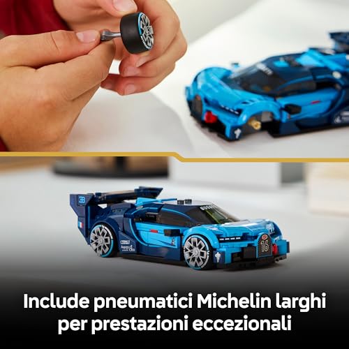 Detalle de LEGO Speed Champions Super Auto Sportiva Bugatti Vision GT (77253) | Bot di Mastice da Esposizione e Gioco per Giovani Piloti