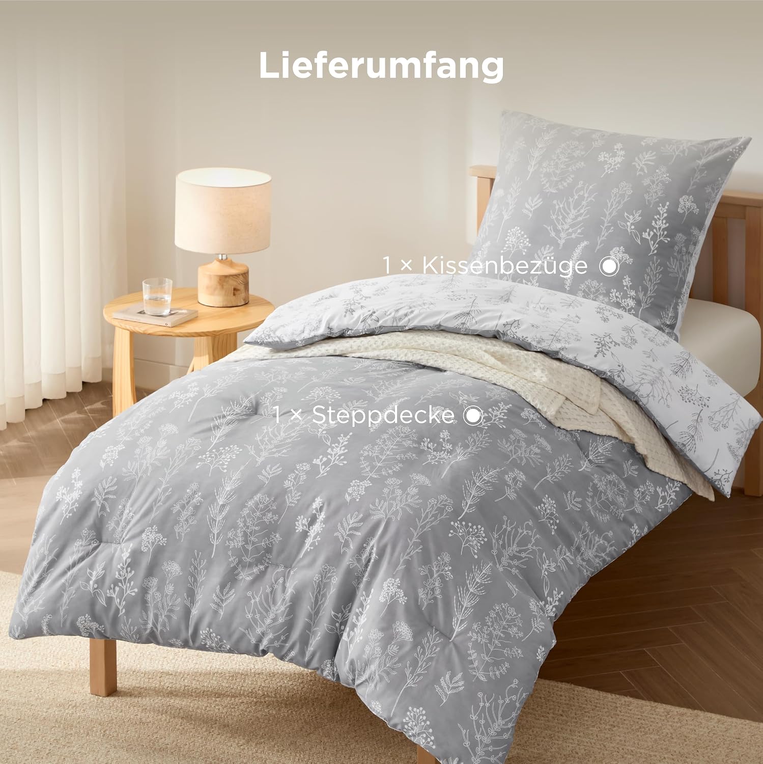 Thumbnail 6 de Bedsure Bettdecke 135x200 + Kissenbezug 80x80 – Beidseitig nutzbares 2-teiliges Bettdecken-Set, OEKO-TEX zertifiziert, waschbar