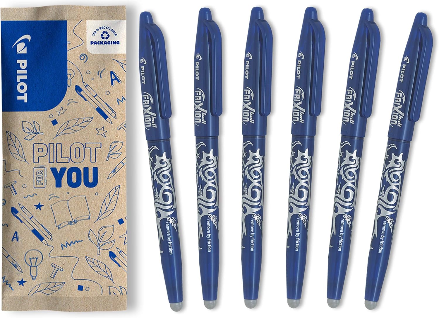 Detalle de PILOT FriXion Ball rollerballpenna, blått raderbart bläck, 0,7 mm, 6-pack